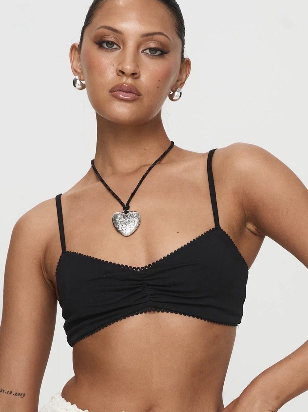 Princess Polly Kiki Bralette Black Size 2 (AQ14)